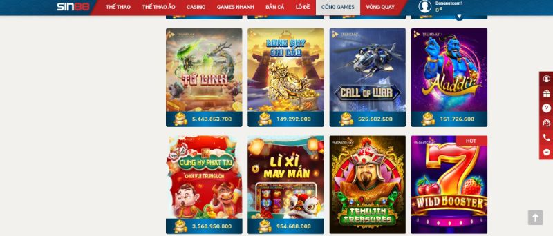 Slots Game Sin88 điểm đến thú vị