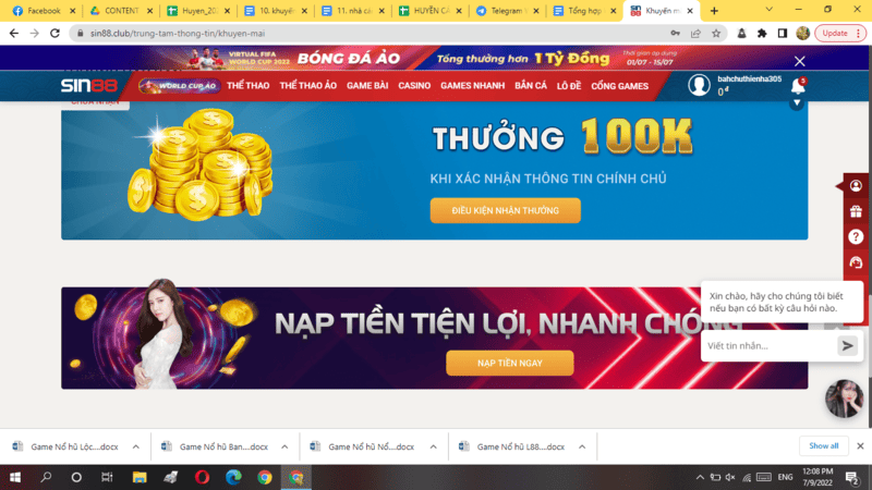 Thưởng 100% lần nạp đầu tiên