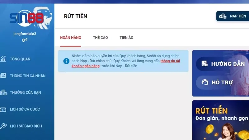 Điều kiện rút tiền thành công tại SIN88