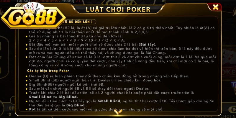 Thứ Hạng Các Bộ Bài Để Xác Định Người Thắng Trong Poker GO88